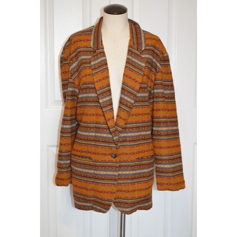 GSL Vintage Blazer Women's M Southwestern Aztec Wool Blend USA